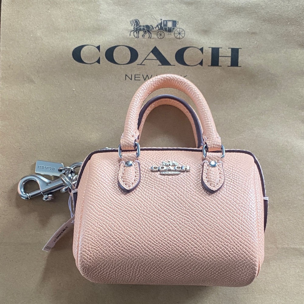 Rare Coach Pastel Pink  "MINI"  Bag key chain Accessory - Christmas